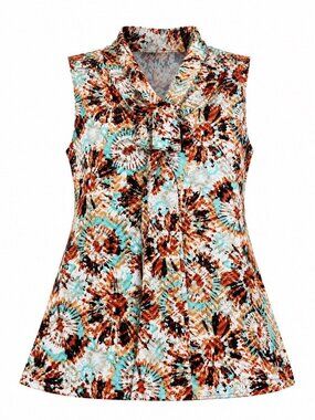 Women’s American City Wear Sleeveless Tie-Neck Top Size Small